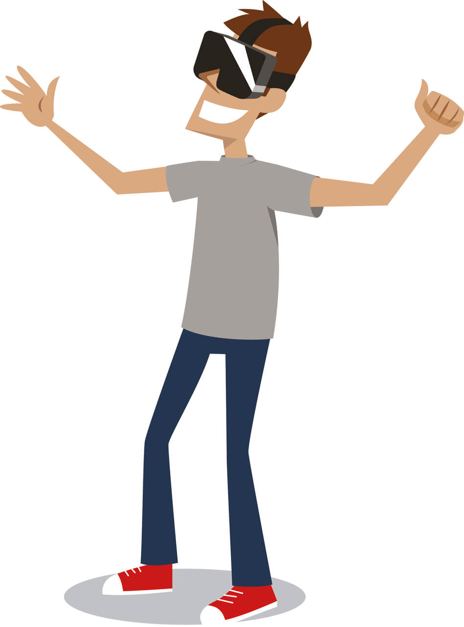 Picture of a man with a virtaul reality glasses