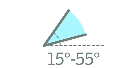 Roof pitch ranges from 15° to 55°