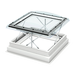 Smoke comfort ventilation, flat-roof window with dome