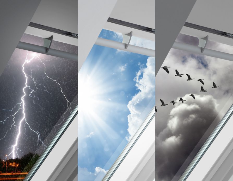 Three different VELUX roorf window glazings: double glazing (standard), triple glazing and noise reduction glazing.
