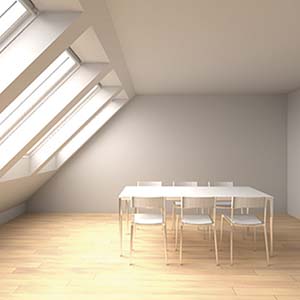 image of living room with VELUX roof windows