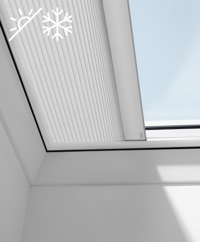 VELUX blackout energy pleated blind for flat roof, icons