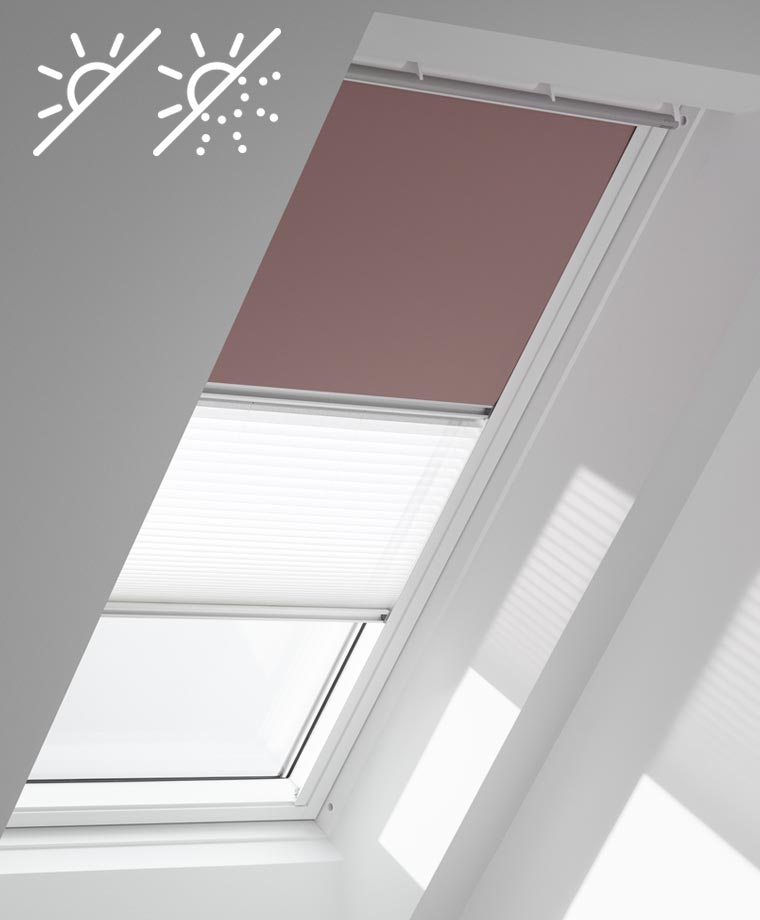 VELUX duo blackout roller blind, rosa, blackout, translucent