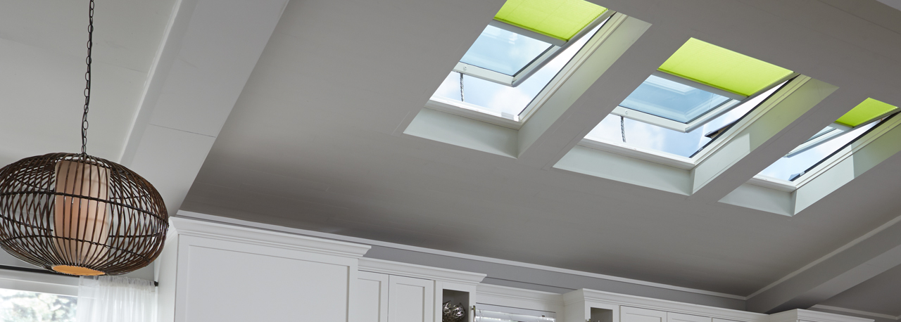 kitchen skylights green blinds