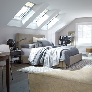 Bonus room is perfect for installing manual fresh air skylights that are in reach