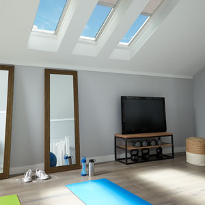 Yoga room brighten with VELUX skylights