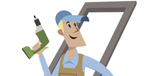 Man installing skylight