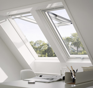 VELUX Roof Windows brings in natural daylight, perfect for an office
