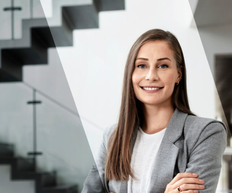Woman standing next to the stairs
