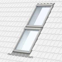 Two windows installed on top of each other on a sloping roof