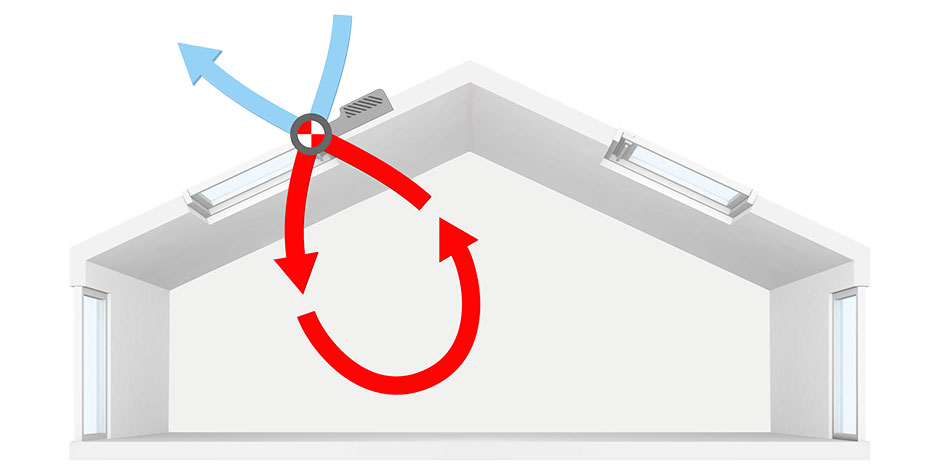 House with arrows showing ventilation