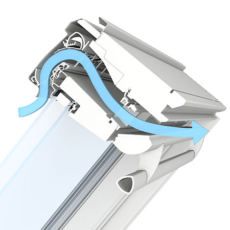 Cross section of a window showing ventilation