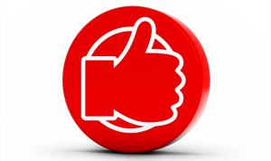 Reward badge with a thumb up