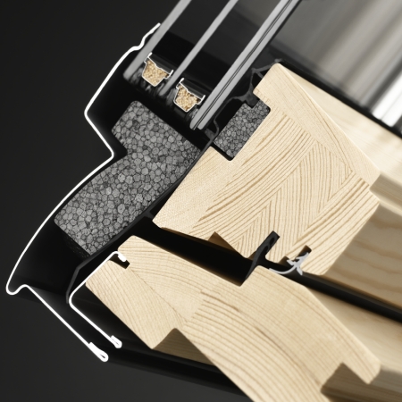 Image of cross section of window glass and frame
