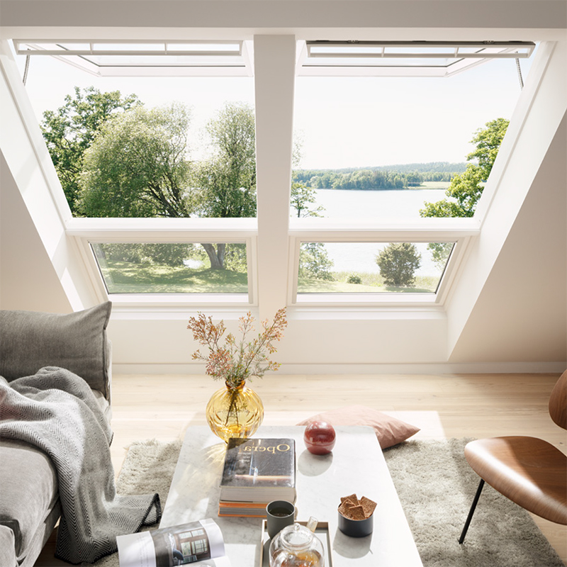 Image of a livingroom with VELUX roof windows